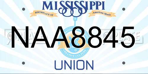 NAA8845 Mississippi License Plate