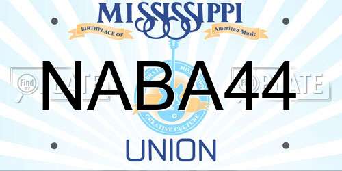 NABA44 Mississippi License Plate