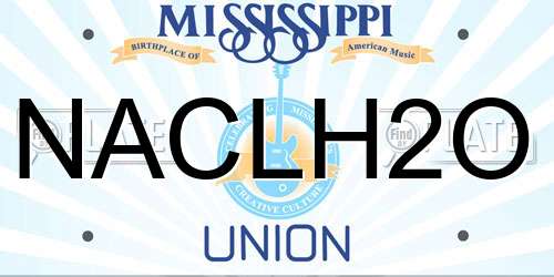 NACLH2O Mississippi License Plate
