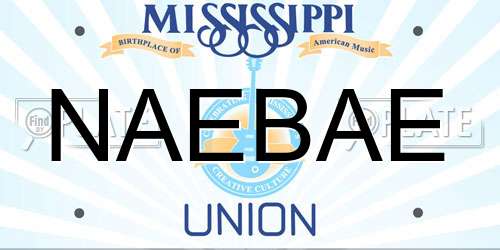 NAEBAE Mississippi License Plate