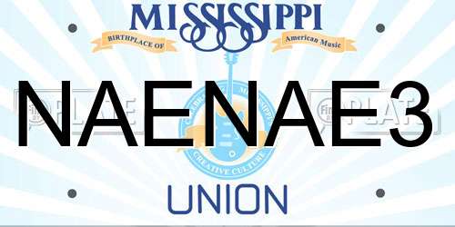 NAENAE3 Mississippi License Plate