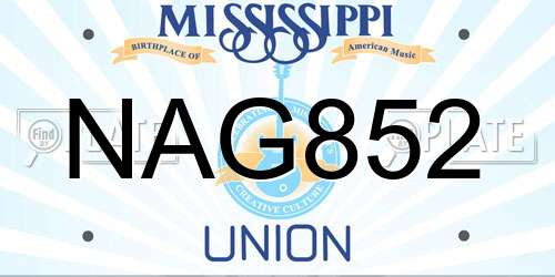 NAG852 Mississippi License Plate