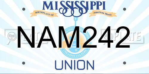 NAM242 Mississippi License Plate