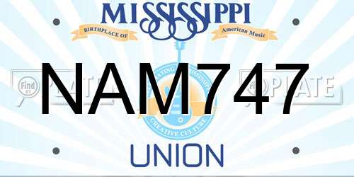 NAM747 Mississippi License Plate