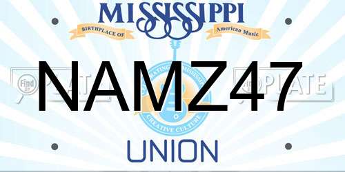 NAMZ47 Mississippi License Plate