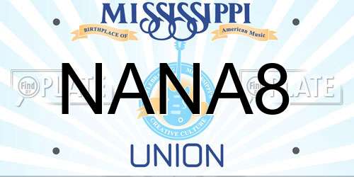 NANA8 Mississippi License Plate