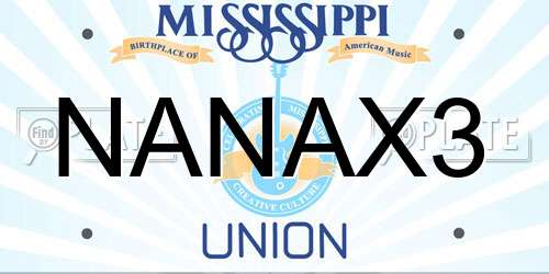 NANAX3 Mississippi License Plate