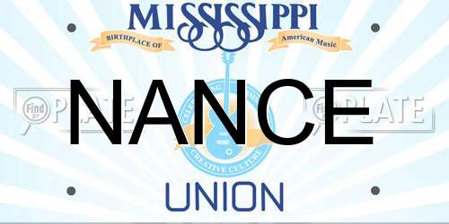 NANCE Mississippi License Plate