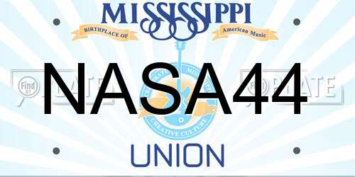 NASA44 Mississippi License Plate