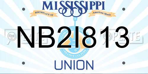 NB2I813 Mississippi License Plate