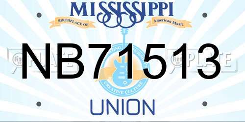 NB71513 Mississippi License Plate