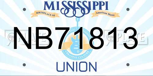 NB71813 Mississippi License Plate