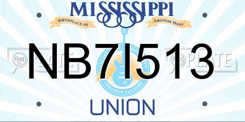 NB7I513 Mississippi License Plate