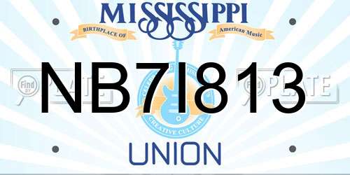 NB7I813 Mississippi License Plate