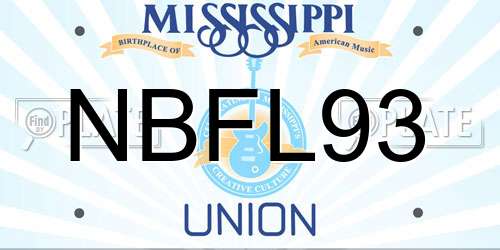 NBFL93 Mississippi License Plate