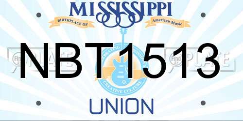 NBT1513 Mississippi License Plate