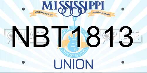 NBT1813 Mississippi License Plate