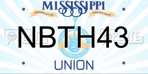 NBTH43 Mississippi License Plate