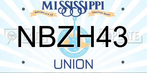 NBZH43 Mississippi License Plate