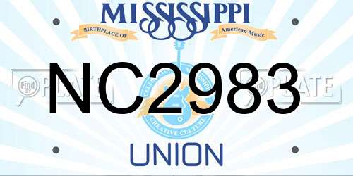 NC2983 Mississippi License Plate