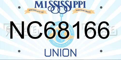 NC68166 Mississippi License Plate