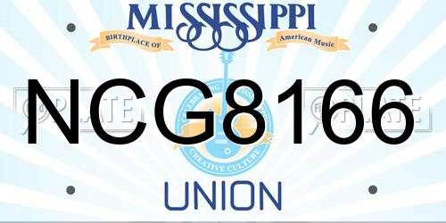 NCG8166 Mississippi License Plate