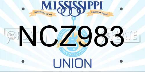NCZ983 Mississippi License Plate