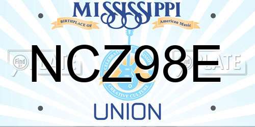 NCZ98E Mississippi License Plate