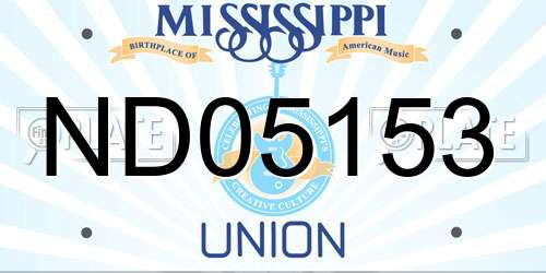ND05153 Mississippi License Plate