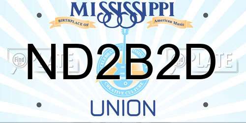 ND2B2D Mississippi License Plate