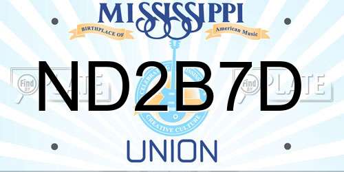 ND2B7D Mississippi License Plate