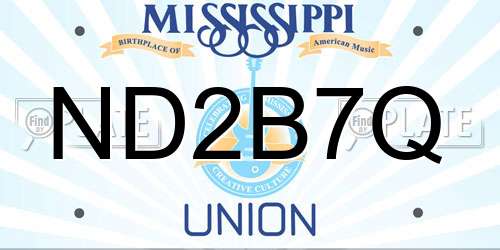 ND2B7Q Mississippi License Plate