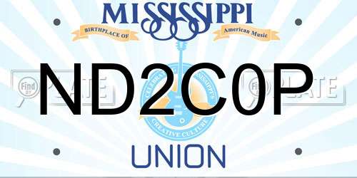 ND2C0P Mississippi License Plate