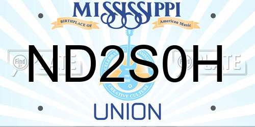 ND2S0H Mississippi License Plate