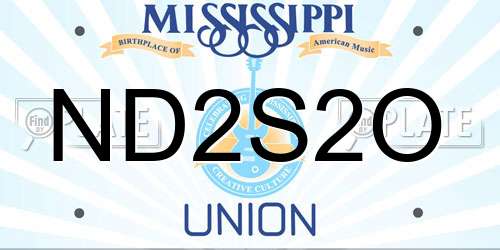 ND2S2O Mississippi License Plate
