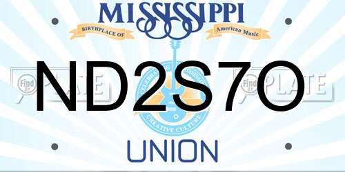 ND2S7O Mississippi License Plate