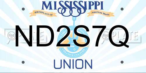 ND2S7Q Mississippi License Plate