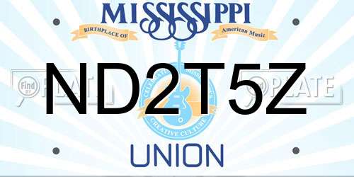 ND2T5Z Mississippi License Plate