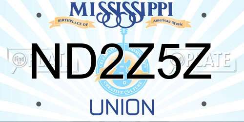 ND2Z5Z Mississippi License Plate