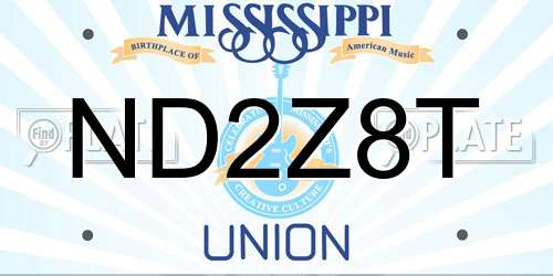 ND2Z8T Mississippi License Plate