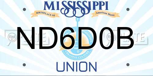 ND6D0B Mississippi License Plate