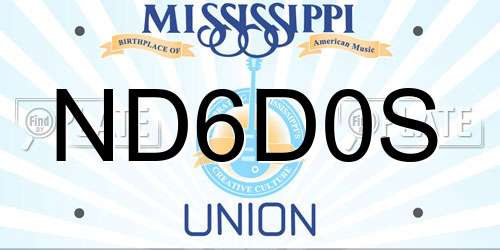 ND6D0S Mississippi License Plate