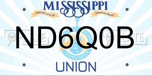 ND6Q0B Mississippi License Plate