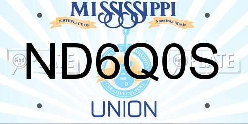 ND6Q0S Mississippi License Plate
