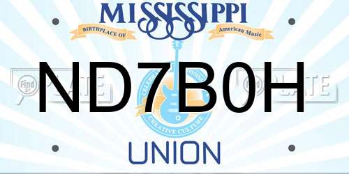 ND7B0H Mississippi License Plate