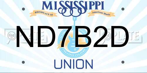 ND7B2D Mississippi License Plate