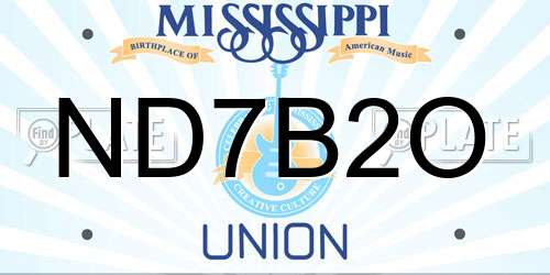 ND7B2O Mississippi License Plate