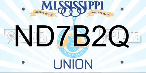 ND7B2Q Mississippi License Plate
