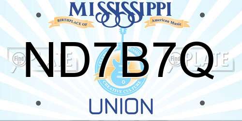 ND7B7Q Mississippi License Plate