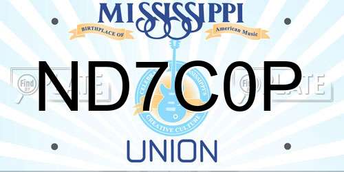 ND7C0P Mississippi License Plate
